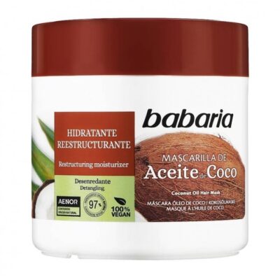 ماسک مو رطوبت رسان و ضد گره باباریا حاوی روغن نارگیل ۴۰۰ میل مدل Aceite de Coco