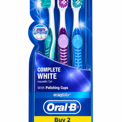 مسواک اورال بی کامپلت وایت ۳ عددی (Oral-B Complete White) با کاپ صیقل‌ دهنده